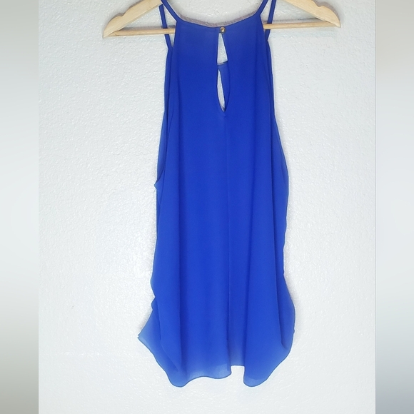 💚5/$25 Toto Collection Royal Blue Sleeveless Keyhols Blouse Top Size XL - Picture 3 of 6